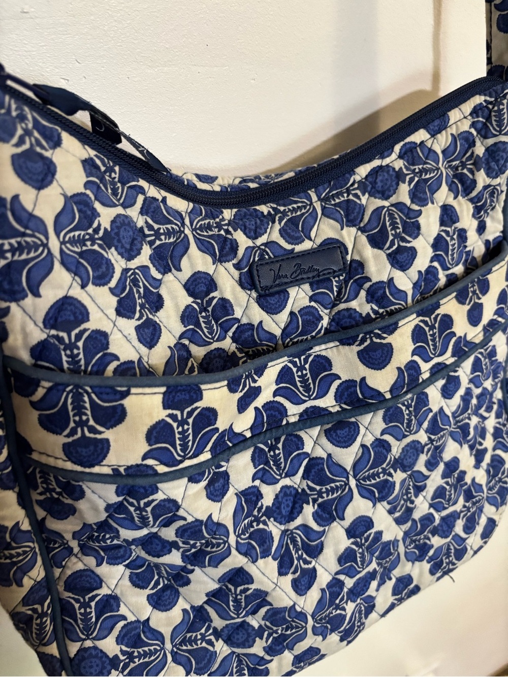 Vera Bradley Blue & Cream Quilted Shoulder Crossbody with Matching Wallet